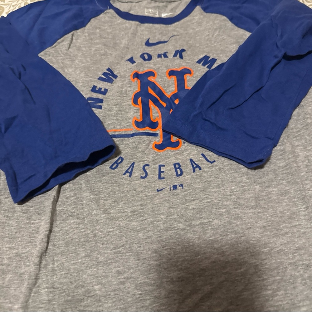 Nike Gray and Blue Baseball Tee